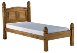 Save On Goods UK 3Ft Single Antique Waxed Pine,mexican,solid Strong Pine Wood Bed Frame Low Foot End - thumbnail 1