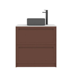 Royal Bathrooms Royal Bathroom Elmore 800mm Terracotta Clay Freestanding Bathroom Vanity Unit 2 Drawer Plain White Worktop With Art Square Basin - thumbnail 7