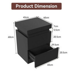 Led Bedside Table 2 Drawers Cabinet Charging And Storage Nightstand Side Table - thumbnail 2