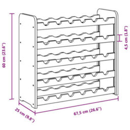 Vidaxl Wine Rack 67.5X25X60 Cm Solid Wood Pine - thumbnail 3