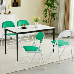 Mcc Direct Set Of 4 Folding Dining Chairs Metal Frame Padded Seats Green