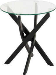 Seconique Sheldon Lamp End Round Table Clear Glass Top With Stylish Black Wavy Legs - thumbnail 2