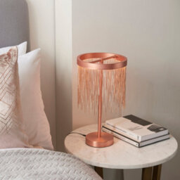 Luminosa Lighting Luminosa Zelma Led Table Lamp Light Fine Copper Chain Waterfall Effect Brushed Copper, With Inline Switch - thumbnail 3