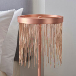 Luminosa Lighting Luminosa Zelma Led Table Lamp Light Fine Copper Chain Waterfall Effect Brushed Copper, With Inline Switch - thumbnail 5