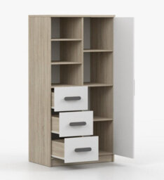 Arte Modern Oak Sonoma And White Sideboard H1600mm W800mm D400mm - Grey Handles For Contemporary Spaces - thumbnail 3