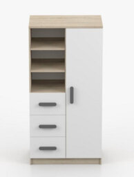 Arte Modern Oak Sonoma And White Sideboard H1600mm W800mm D400mm - Grey Handles For Contemporary Spaces - thumbnail 2