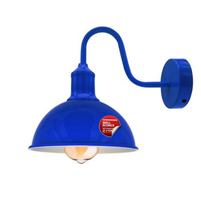 Ledsone Vintage Metal Wall Light Navy Blue, Dome Shade, 21 Cm, E27 - image 1