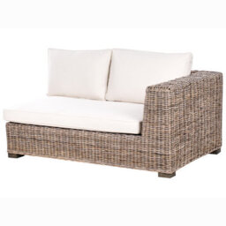 Beliani Grey 5-Seater L-Shaped Garden Sofa Set With Natural Rattan Ottoman And Mango Wood Detailing - thumbnail 8