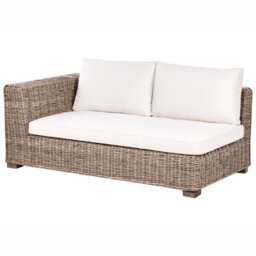 Beliani Grey 5-Seater L-Shaped Garden Sofa Set With Natural Rattan Ottoman And Mango Wood Detailing - thumbnail 7