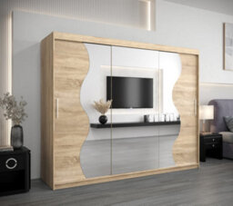 Arte Madrid Contemporary 3 Mirrored Sliding Door Wardrobe 9 Shelves 2 Rails Oak Sonoma Effect (H)2000mm (W)2500mm (D)620mm - thumbnail 2