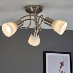 Valuelights Modern 3 Way Brushed Chrome Flush Curved Swirl Arm Ceiling Light With Frosted Opal Glass Shades - thumbnail 5