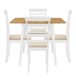 Hallowood Furniture Ledbury Drop Leaf Rectangular Table With 4 Chairs In White Painted And Oak Finish - thumbnail 8