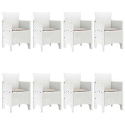 Berkfield Garden Dining Set 9 Pcs White Polt Rattan - thumbnail 4