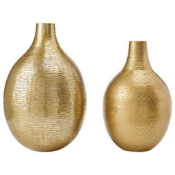 Beliani Flower Vase Mohenjo Metal 32/35 Cm Gold - thumbnail 1