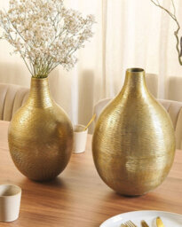 Beliani Flower Vase Mohenjo Metal 32/35 Cm Gold - thumbnail 2