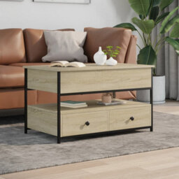 Berkfield Coffee Table Sonoma Oak 85X50X50 Cm Engineered Wood And Metal - thumbnail 3