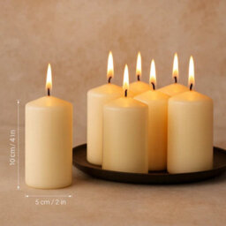 Pack Of 8 Unscented Ivory Pillar Candles 10X5 Cm - thumbnail 2