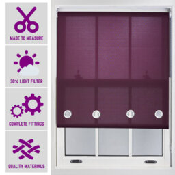 Made To Measure Daylight Roller Blind With Big Round Eyelets - (W)60Cm X (L)210Cm Aubergine By Furnished - thumbnail 1