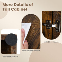 Gainoom Tall Brown Bathroom Cabinet Freestanding Storage Cabinet Modern Wooden Storage Organizer - thumbnail 3