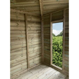 Marlborough - 6 X 6 Corner Pressure Treated T&g Pent Summerhouse + Safety Toughened Glass + Euro Lock + Key (6' X 6' / 6Ft X 6Ft) - thumbnail 6