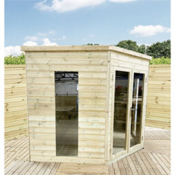 Marlborough - 6 X 6 Corner Pressure Treated T&g Pent Summerhouse + Safety Toughened Glass + Euro Lock + Key (6' X 6' / 6Ft X 6Ft) - thumbnail 2