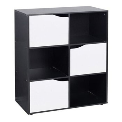 Urbn-Living Black, White - 6-Cube Shelving Unit With Wooden Doors - image 1
