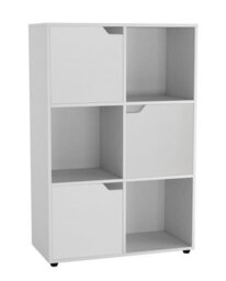 Urbn-Living Black, White - 6-Cube Shelving Unit With Wooden Doors - thumbnail 5