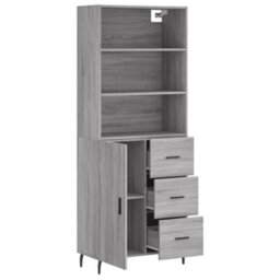 Berkfield Highboard Grey Sonoma 69.5X34X180 Cm Engineered Wood - thumbnail 4