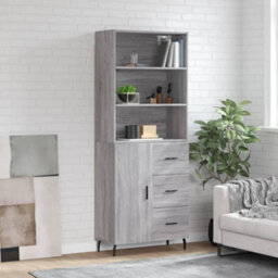 Berkfield Highboard Grey Sonoma 69.5X34X180 Cm Engineered Wood - thumbnail 1