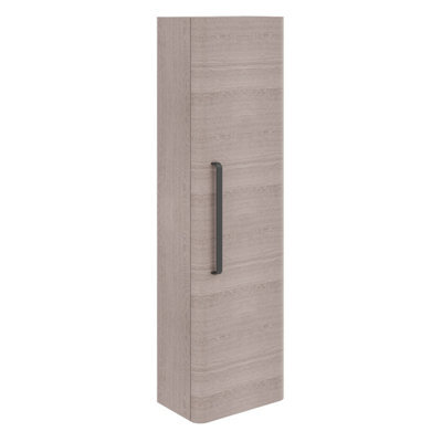 Plum&clay Emery Wall Hung Textured Grey Tall Bathroom Cabinet With Black Bar Handle (H)120Cm (W)35Cm - image 1