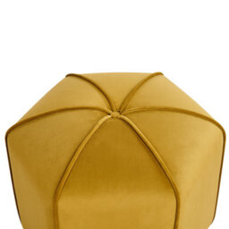 Wyld And Coco Velvet Pouffe Round 45Cm Yellow Footstool Modern Living - thumbnail 3