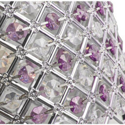 Happy Homewares Sparkly Ceiling Pendant Shade With Clear And Purple Beads - thumbnail 3