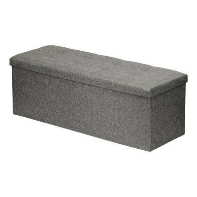 Harbour Housewares Storage Ottoman - 111 X 37 X 39Cm - Grey Linen Large Foldable Bedroom Chest Box Blanket Bench Seat With Lid - image 1