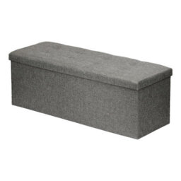 Harbour Housewares Storage Ottoman - 111 X 37 X 39Cm - Grey Linen Large Foldable Bedroom Chest Box Blanket Bench Seat With Lid