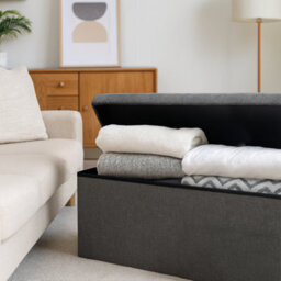 Harbour Housewares Storage Ottoman - 111 X 37 X 39Cm - Grey Linen Large Foldable Bedroom Chest Box Blanket Bench Seat With Lid - thumbnail 7