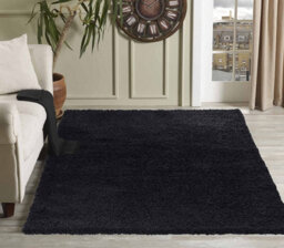 Modern Extra Large Small Soft 5Cm Shaggy Non Slip Bedroom Living Room Carpet Runner Area Rug - Black 160 X 230 Cm - thumbnail 2