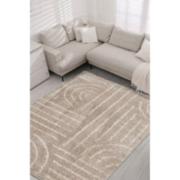Melrose Voyage Shaggy Natural Lines Patterned Indoor Medium Area Rug 120/170Cm - thumbnail 1