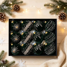 Amorly 12 Pack Flocked Velvet Christmas Ball Ornaments, 8Cm Hanging Tree Baubles, Seasonal Indoor Home Christmas Decor (Dark Green) - thumbnail 1