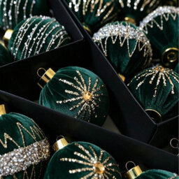 Amorly 12 Pack Flocked Velvet Christmas Ball Ornaments, 8Cm Hanging Tree Baubles, Seasonal Indoor Home Christmas Decor (Dark Green) - thumbnail 3