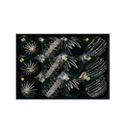 Amorly 12 Pack Flocked Velvet Christmas Ball Ornaments, 8Cm Hanging Tree Baubles, Seasonal Indoor Home Christmas Decor (Dark Green) - thumbnail 7