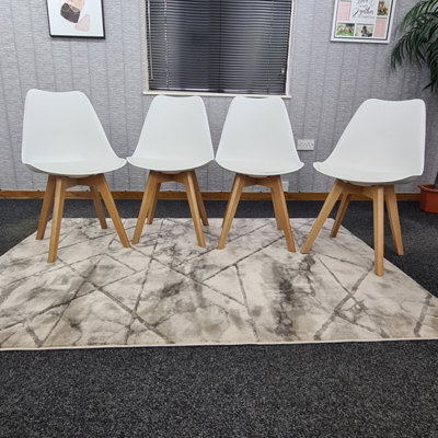 Kosy Koala Dining Chairs Set Of 4 White Kitchen Tulip Chairs Wooden Legs Padded Seats - image 1