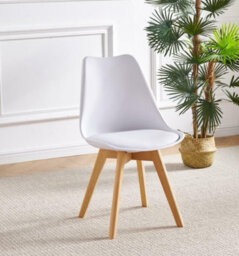 Kosy Koala Dining Chairs Set Of 4 White Kitchen Tulip Chairs Wooden Legs Padded Seats - thumbnail 6