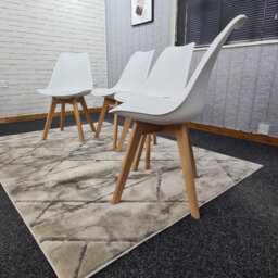 Kosy Koala Dining Chairs Set Of 4 White Kitchen Tulip Chairs Wooden Legs Padded Seats - thumbnail 3
