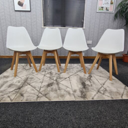 Kosy Koala Dining Chairs Set Of 4 White Kitchen Tulip Chairs Wooden Legs Padded Seats