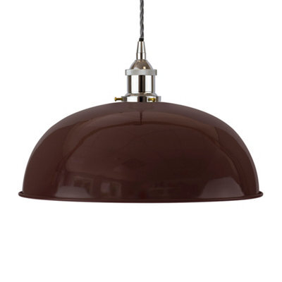 Burgundy Red Worcester Painted Dome Pendant Light With Nickel Lamp Holder And Grey Twisted Cable - Se Home - image 1