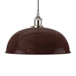 Burgundy Red Worcester Painted Dome Pendant Light With Nickel Lamp Holder And Grey Twisted Cable - Se Home - thumbnail 1