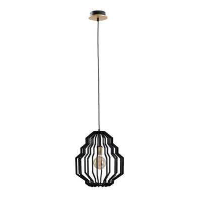 Luminosa Lighting Luminosa Zoey Wire Frame Pendant Ceiling Light Black, Gold, 35.5Cm, 1X E27