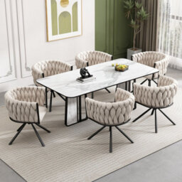 Btm Set Of 4 Beige Velvet Dining Chairs Swivel Armchairs With Metal Legs For Living Room Or Bedroom