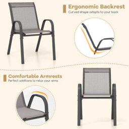 Set Of 2 Patio Chairs Outdoor Garden Stackable Metal Dining Accent Chair - thumbnail 6
