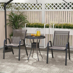 Set Of 2 Patio Chairs Outdoor Garden Stackable Metal Dining Accent Chair - thumbnail 4